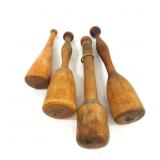 Collection of Antique Wooden Pestles & Rustic