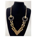 Bronze Tone Geometric Statement Necklace
