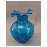 Fenton Blue Coin Dot Pitcher
