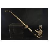 Asian Filigree Metal Peacock Opium Paktong Pipe