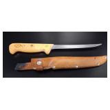 Napco Fishing Fillet Knife with Leather Sheath vtg