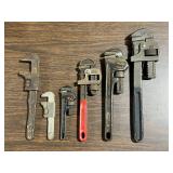 Lot of 5 Vintage Pipe Wrenches - USA Made