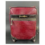Samantha Brown Burgundy Faux Croc Carry On Luggage