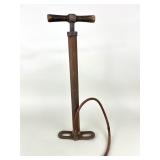 Vintage Metal Bicycle Pump with Wooden Handle