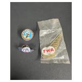 Vintage TWA Junior Hostess Wing Pin Set