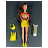 Vintage Glitter Hair Barbie Brunette 1993 Mattel