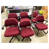 Set of 6 Burgundy Office Chairs
