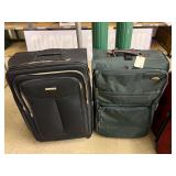 2-Piece Luggage Set: Black & Green Suitcases