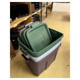 Qty 3 Rubbermaid Roughneck Storage Totes w/ Lids