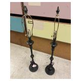 Pair of Ornate Black Candlestick Table Lamps