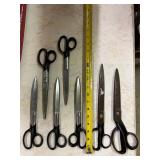Lot of 7 Fabric Shears with Black Handles