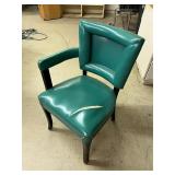 Vintage Green Leather Accent Chair