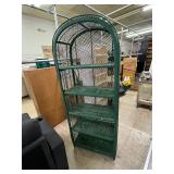 Vintage Green Rattan Etagere Shelf Unit