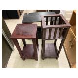 Vintage Wooden Plant Stands - Set of 2