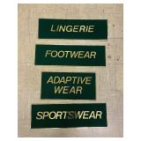 Set of 4 Green Retail Signage Plates
