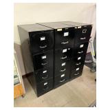 Set of 3 Black 4-Drawer File Cabinets
