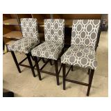 Set of 3 Gray Patterned Counter Height Stools