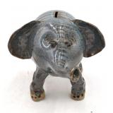 Southern Folk Art Pottery Happy Elephant Bank