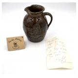 Michael & Melvin Crocker Folk Art Pottery Pitcher