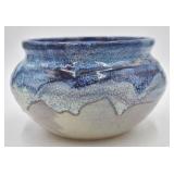 Alun Ward Folk Art Pottery Blue & White Glaze Bowl