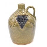 John Meaders Applied Grape Folk Art Stoneware Jug