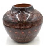 Larry Skeets Hand-Carved Navajo Pottery Vase