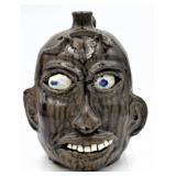 Chester Hewell 1995 Face Jug with Applied Lizard