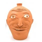 Large Charlie West Stoneware Folk Art Face Jug