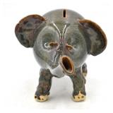Southern Folk Art Pottery Sad Elephant Bank