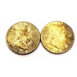 2 Benjamin Franklin Half Dollar Coins
