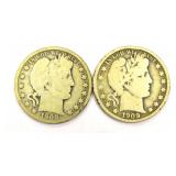 2 1909 Morgan Half Dollar Coins
