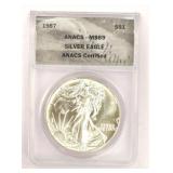 1987 American Silver Eagle Dollar Coin MS69
