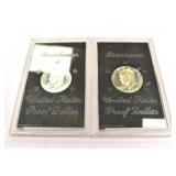 2 1973 Encased Eisenhower Proof Dollar Coins