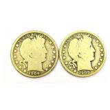 2 1906 Morgan Half Dollar Coins