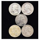 Lot of 5 Silver Quarters