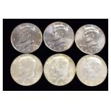 Kennedy Half Dollar 6 Coin Lot
