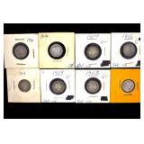 Lot of 8 Encased Barber Dimes
