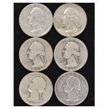 6 Silver Quarter Lot