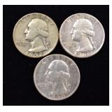 Lot of 3 Silver Quarters 50-61