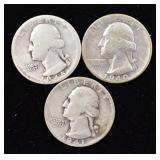 Lot of 3 Silver Quarters 40-45