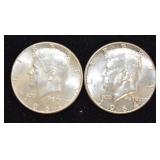 2 1964 Kennedy Half Dollar Coins