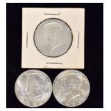 3 1964 Kennedy Half Dollar Coins