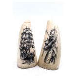 Pair of Scrimshaw Signed CMB