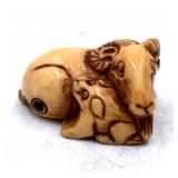 Japanese Ram Signed Netsuke