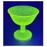 Yellow Vaseline Glass Crackle Chalice