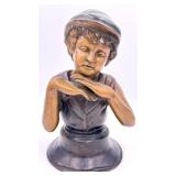 Bronze Patinated Bust of Young Boy Signed G. Bronz