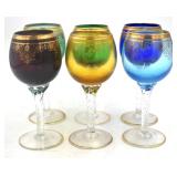 Set of 6 Multi-Colored Wine Goblets