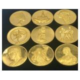 9 Gold Electroplated Bronze Medals