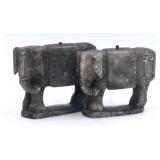 Pair of Carved Stone Elephants