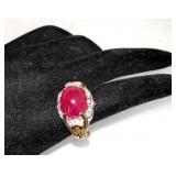 Milky Ruby Red Sterling Ring